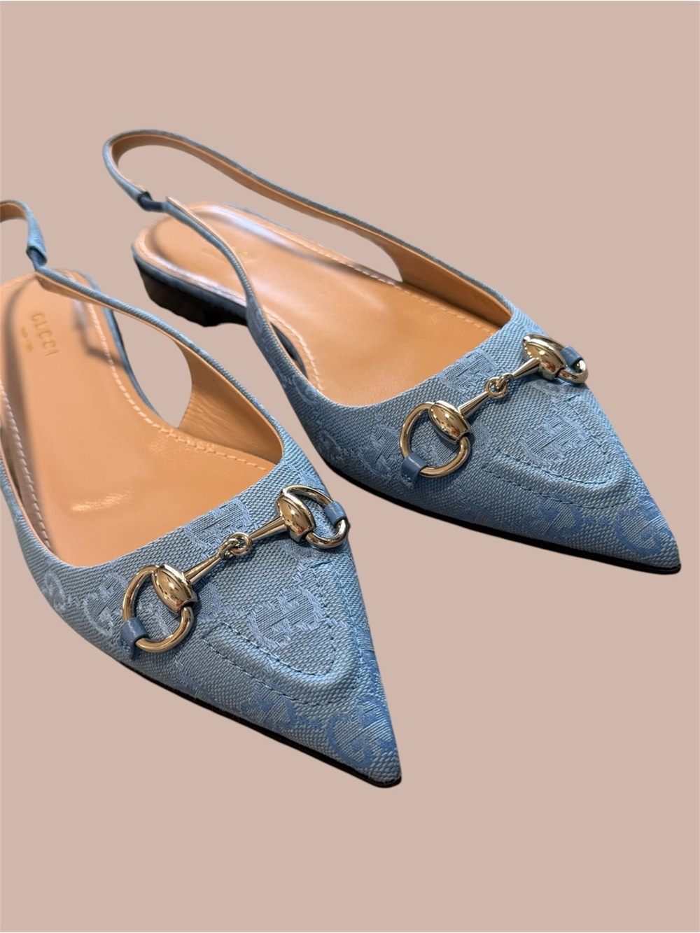Gucci Slingback Pointed-Toe Horsebit Flats - Picture 3 of 4